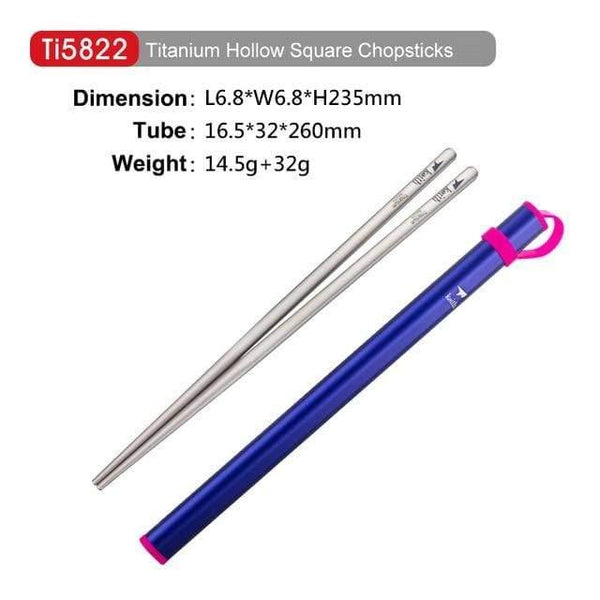 Planet Gates Ti5822-square-purple Outdoor Titanium Round Square Chopsticks With Aluminum Tube Cover Camping Picnic Travel Children Tableware Cutlery Ti5822