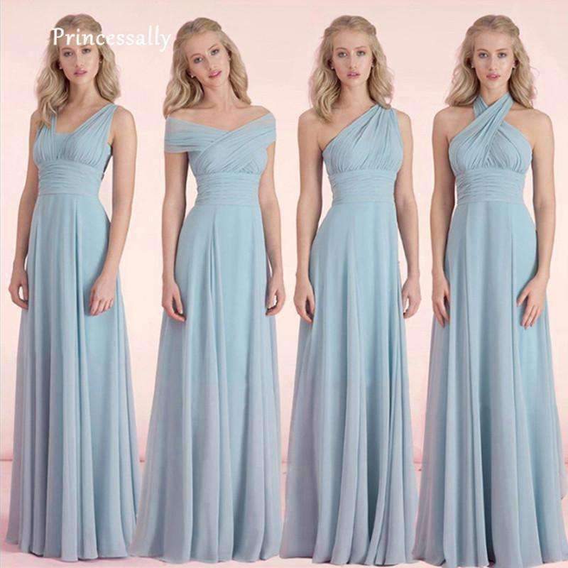 Planet Gates tiffany blue / 6 Blue Bridesmaid Dresses Chiffon Fall Winter Bridesmaid Dress Cheap Prom Vestido De Festa De Casamento Long-Party-Dress