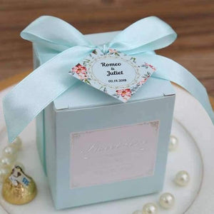 Planet Gates Tiffany with Tag / 70 x 70 x 80 mm 50 pcs Free Shipping Pink/ Tiffany Blue Birthday Wedding Favor Candy Boxes Bridal Shower Party Paper Gift Box