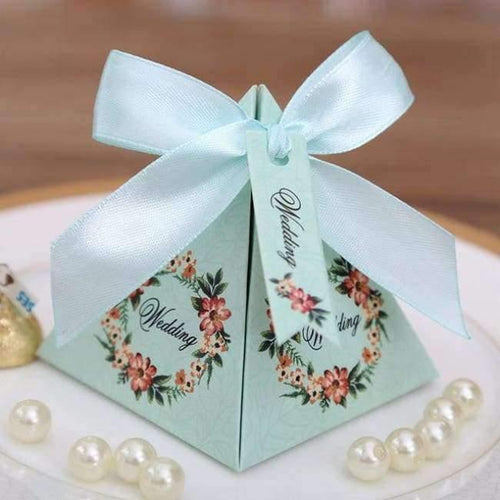 Planet Gates Tiffany without name / 72 x 72 x 80 mm 50 pcs Free Shipping Pink/ Purple/ Tiffany Blue Floral Pyramid Wedding Favor Candy Boxes Bridal Shower Party Paper Gift Box