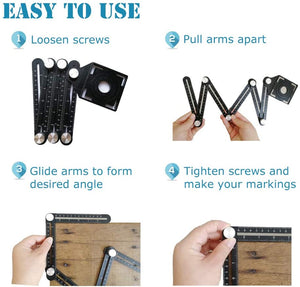 Planet Gates Tile Hole Locator Adjustable Tool Masonry Glass Fixed Angle Measuring Ruler Universal Angular Template Izer 4/6/12 Slides/Fold