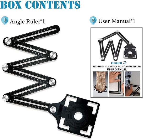 Planet Gates Tile Hole Locator Adjustable Tool Masonry Glass Fixed Angle Measuring Ruler Universal Angular Template Izer 4/6/12 Slides/Fold