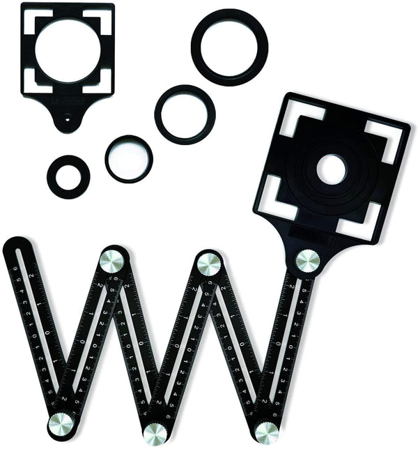 Planet Gates Tile Hole Locator Adjustable Tool Masonry Glass Fixed Angle Measuring Ruler Universal Angular Template Izer 4/6/12 Slides/Fold