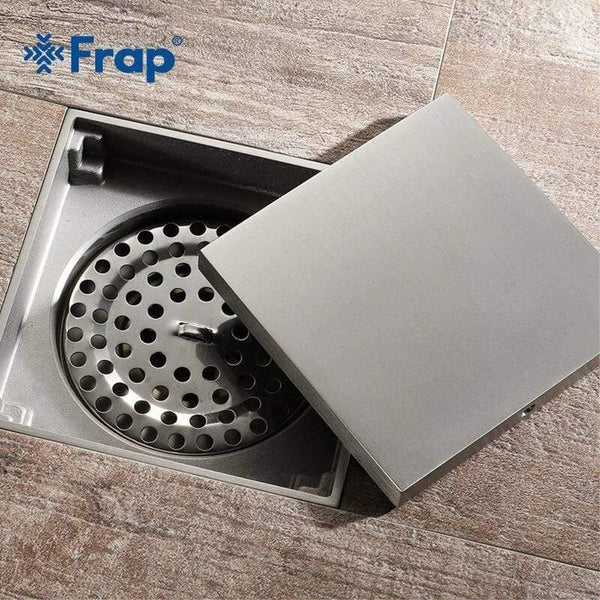 Planet Gates Tile Insert Square Floor Drain Bathroom Invisible 10cm*10cm Brushed Modern Design Deodorizing Bathroom Floor Drain Y38107 (Y38107)