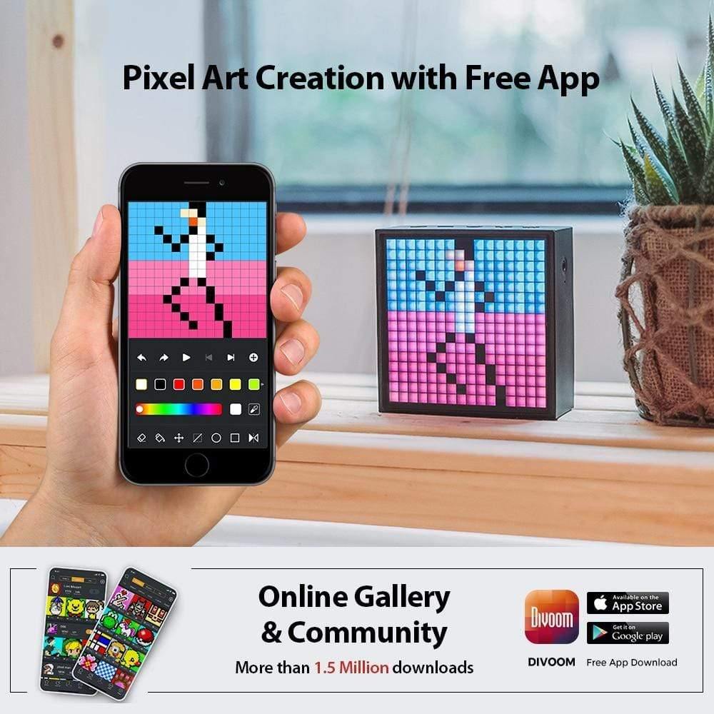 Planet Gates Timebox Evo Bluetooth Portable Speaker With Clock Alarm Programmable LED Display For Pixel Art Creation Unique Gift