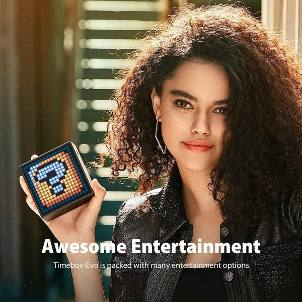 Planet Gates Timebox Evo Bluetooth Portable Speaker With Clock Alarm Programmable LED Display For Pixel Art Creation Unique Gift