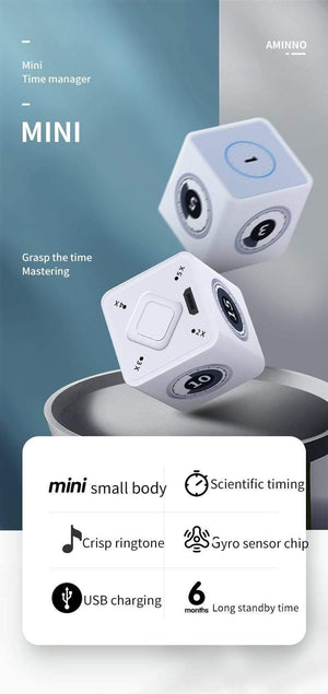 Timecube Timer Kitchen Cube Timer Rechargeable Stylish Mini Rubik timer 1-100 Minutes time management, Built-in gyroscope