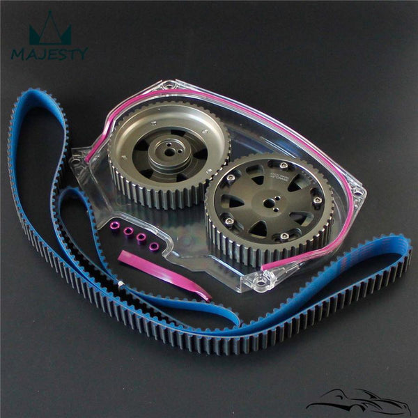 Planet Gates Timing Belt Cover +Cam Pulley w/ Belt For Lancer Evolution 4G63 EVO 4 5 6 7 8