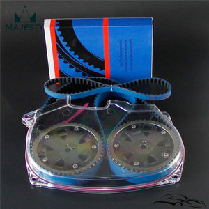 Planet Gates Timing Belt Cover +Cam Pulley w/ Belt For Lancer Evolution 4G63 EVO 4 5 6 7 8