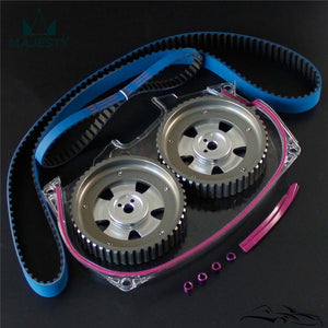 Planet Gates Timing Belt Cover +Cam Pulley w/ Belt For Lancer Evolution 4G63 EVO 4 5 6 7 8