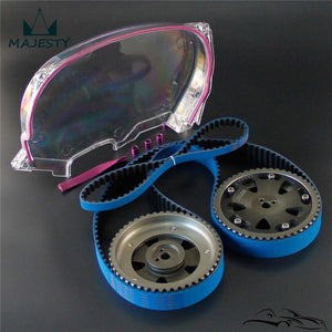 Planet Gates Timing Belt Cover +Cam Pulley w/ Belt For Lancer Evolution 4G63 EVO 4 5 6 7 8