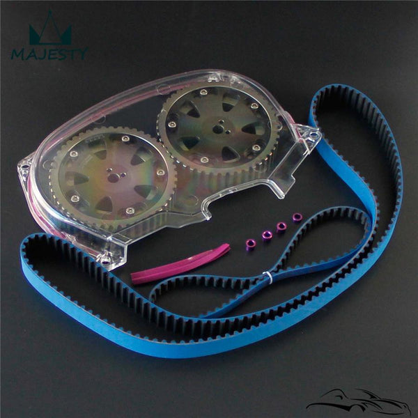 Planet Gates Timing Belt Cover +Cam Pulley w/ Belt For Lancer Evolution 4G63 EVO 4 5 6 7 8