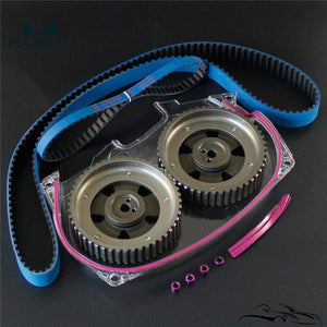 Planet Gates Timing Belt Cover +Cam Pulley w/ Belt For Lancer Evolution 4G63 EVO 4 5 6 7 8