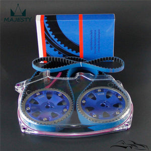 Planet Gates Timing Belt Cover +Cam Pulley w/ Belt For Lancer Evolution 4G63 EVO 4 5 6 7 8