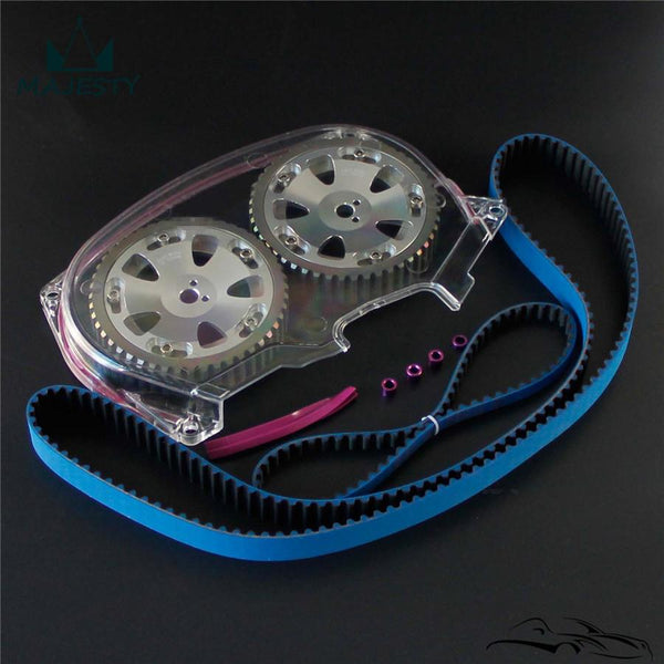 Planet Gates Timing Belt Cover +Cam Pulley w/ Belt For Lancer Evolution 4G63 EVO 4 5 6 7 8