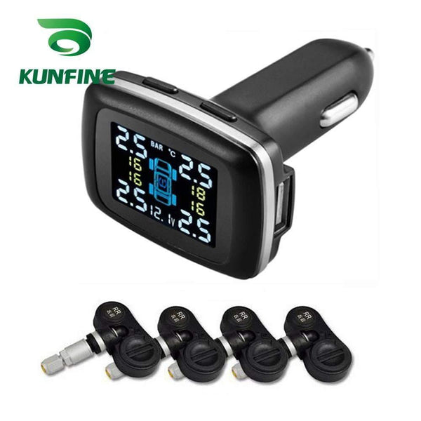 Planet Gates Tire Pressure Monitoring System cigarette lighter Digital LCD Display Auto Security Alarm Systems Tyre Pressure