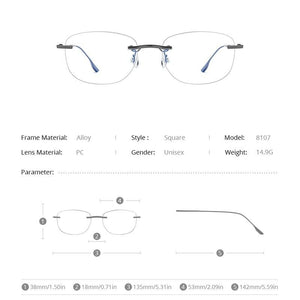 Planet Gates Titanium Alloy Glasses Frame Men 2020 New Women Rimless Prescription Square Eyeglasses Myopia Optical Korean Eyewear 8107