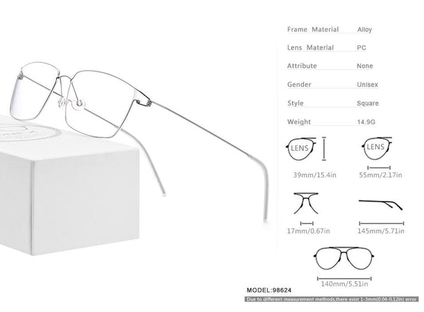 Planet Gates Titanium Alloy Glasses Frame Men Prescription Eyeglasses New Women Myopia Optical Korean Morten Screwless Eyewear 98624