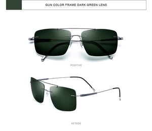 Planet Gates Titanium Alloy TR90 Rimless Sunglasses Men 2020 New Ultralight Screwless Square Women Polarized Sun Glasses for Men 20009
