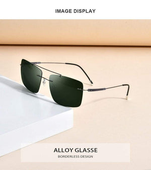Planet Gates Titanium Alloy TR90 Rimless Sunglasses Men 2020 New Ultralight Screwless Square Women Polarized Sun Glasses for Men 20009