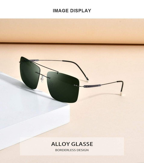 Planet Gates Titanium Alloy TR90 Rimless Sunglasses Men 2020 New Ultralight Screwless Square Women Polarized Sun Glasses for Men 20009