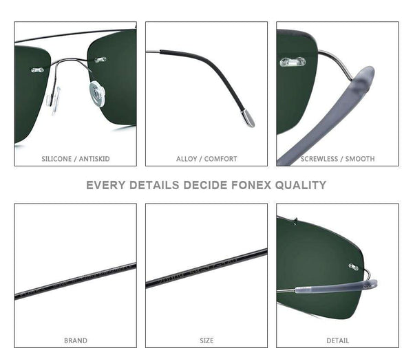 Planet Gates Titanium Alloy TR90 Rimless Sunglasses Men 2020 New Ultralight Screwless Square Women Polarized Sun Glasses for Men 20009