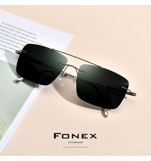 Planet Gates Titanium Alloy TR90 Rimless Sunglasses Men 2020 New Ultralight Screwless Square Women Polarized Sun Glasses for Men 20009