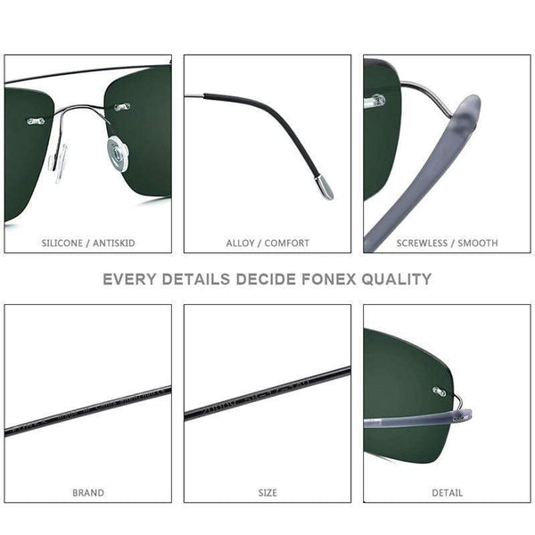 Planet Gates Titanium Alloy TR90 Rimless Sunglasses Men 2020 New Ultralight Screwless Square Women Polarized Sun Glasses for Men 20009