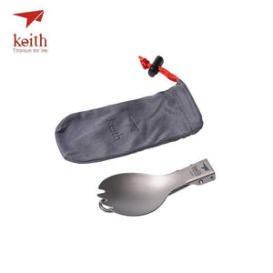 Planet Gates Titanium Folding Spork Portable Outdoor Camping Cutlery Travel Tableware Picnic Hiking Convenient Fork Spoon Only 17.5g