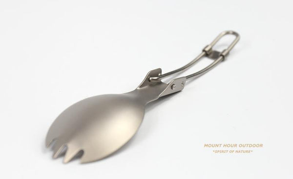 Planet Gates Titanium Folding Spork Portable Outdoor Camping Cutlery Travel Tableware Picnic Hiking Convenient Fork Spoon Only 17.5g