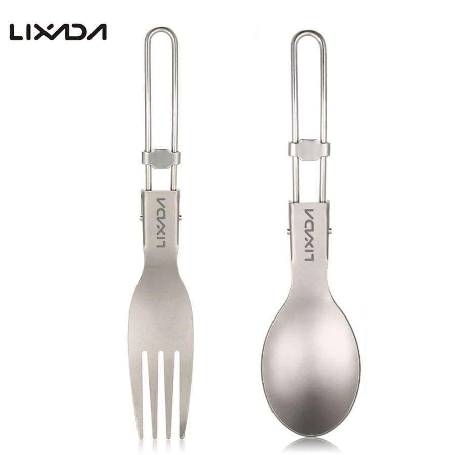 Planet Gates Titanium Folding Spork Spoon Titanium Camping Cookware Fold Flatware Lightweight Handle For Picnic Outdoor Camping Travel