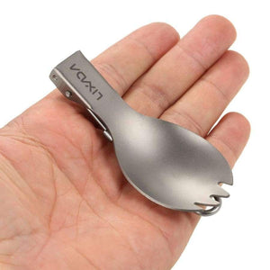 Planet Gates Titanium Folding Spork Spoon Titanium Camping Cookware Fold Flatware Lightweight Handle For Picnic Outdoor Camping Travel
