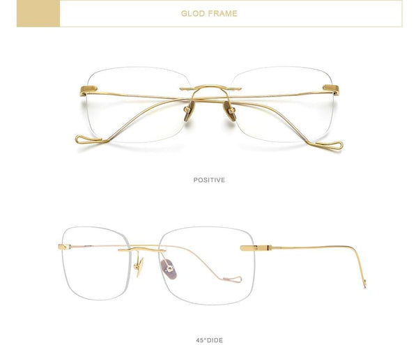 Planet Gates Titanium Glasses Frame Men 2020 New Women Rimless Prescription Square Eyeglasses Frames Myopia Optical Eyewear 8559