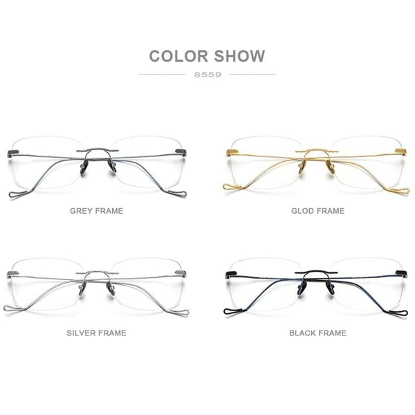 Planet Gates Titanium Glasses Frame Men 2020 New Women Rimless Prescription Square Eyeglasses Frames Myopia Optical Eyewear 8559