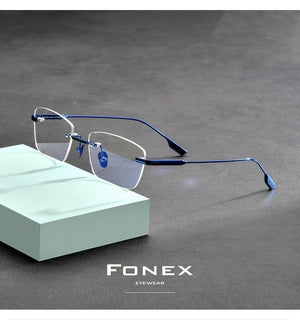 Planet Gates Titanium Glasses Frame Men 2021 New Women Rimless Prescription Square Eyeglasses Frameless Myopia Optical Eyewear F85643