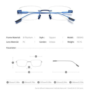 Planet Gates Titanium Glasses Frame Men 2021 New Women Rimless Prescription Square Eyeglasses Frameless Myopia Optical Eyewear F85643