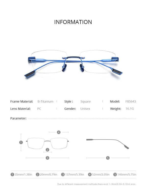 Planet Gates Titanium Glasses Frame Men 2021 New Women Rimless Prescription Square Eyeglasses Frameless Myopia Optical Eyewear F85643