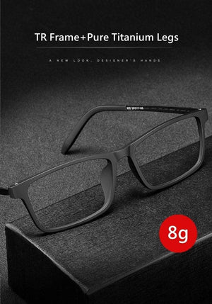 Planet Gates Titanium Glasses Frame Men Comfortable Large Frame TR Glasses Frame Ultra Light Square Myopia Optical Glasses Frame 8822T
