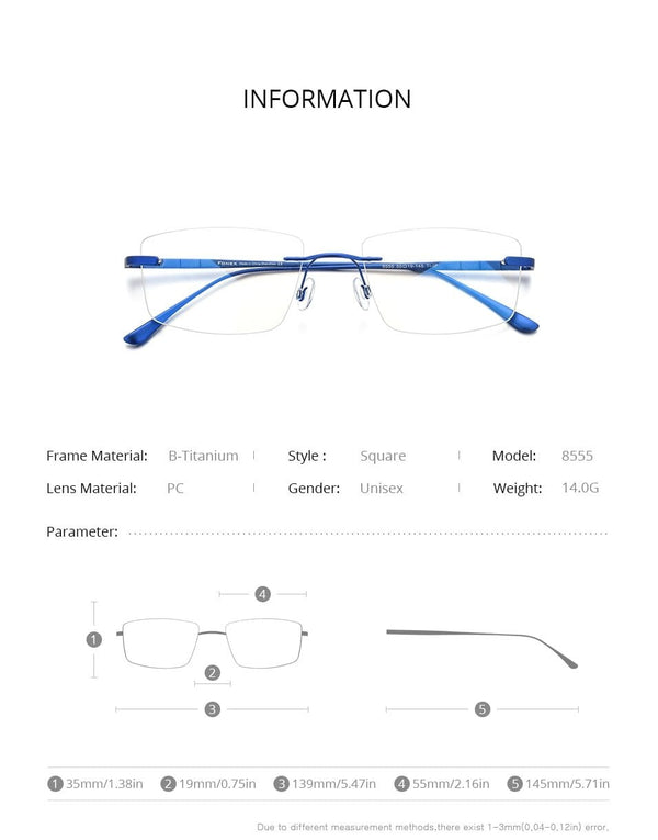 Planet Gates Titanium Glasses Frame Men Rimless Prescription Square Eyeglasses 2021 Women Frameless Myopia Optical Eyewear 8555