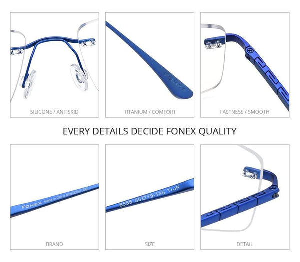 Planet Gates Titanium Glasses Frame Men Rimless Prescription Square Eyeglasses 2021 Women Frameless Myopia Optical Eyewear 8555