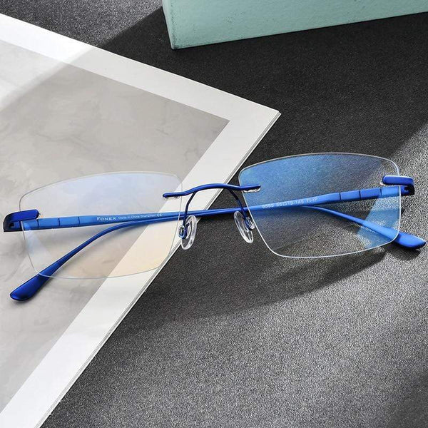 Planet Gates Titanium Glasses Frame Men Rimless Prescription Square Eyeglasses 2021 Women Frameless Myopia Optical Eyewear 8555