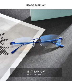 Planet Gates Titanium Glasses Frame Men Rimless Prescription Square Eyeglasses 2021 Women Frameless Myopia Optical Eyewear 8555