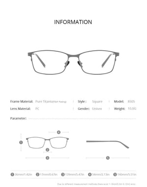 Planet Gates Titanium Glasses Frame Men Square Eyewear Male Classic Full Optical Prescription Eyeglasses Frames Gafas Oculos 8505