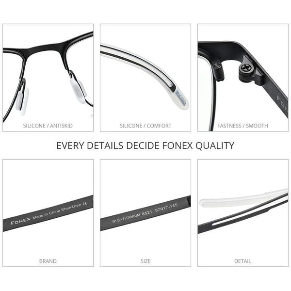 Planet Gates Titanium Glasses Frame Men Square Myopia Optical Prescription Eyeglass Frame Man 2020 Antiskid Silicone Eyewear 8521