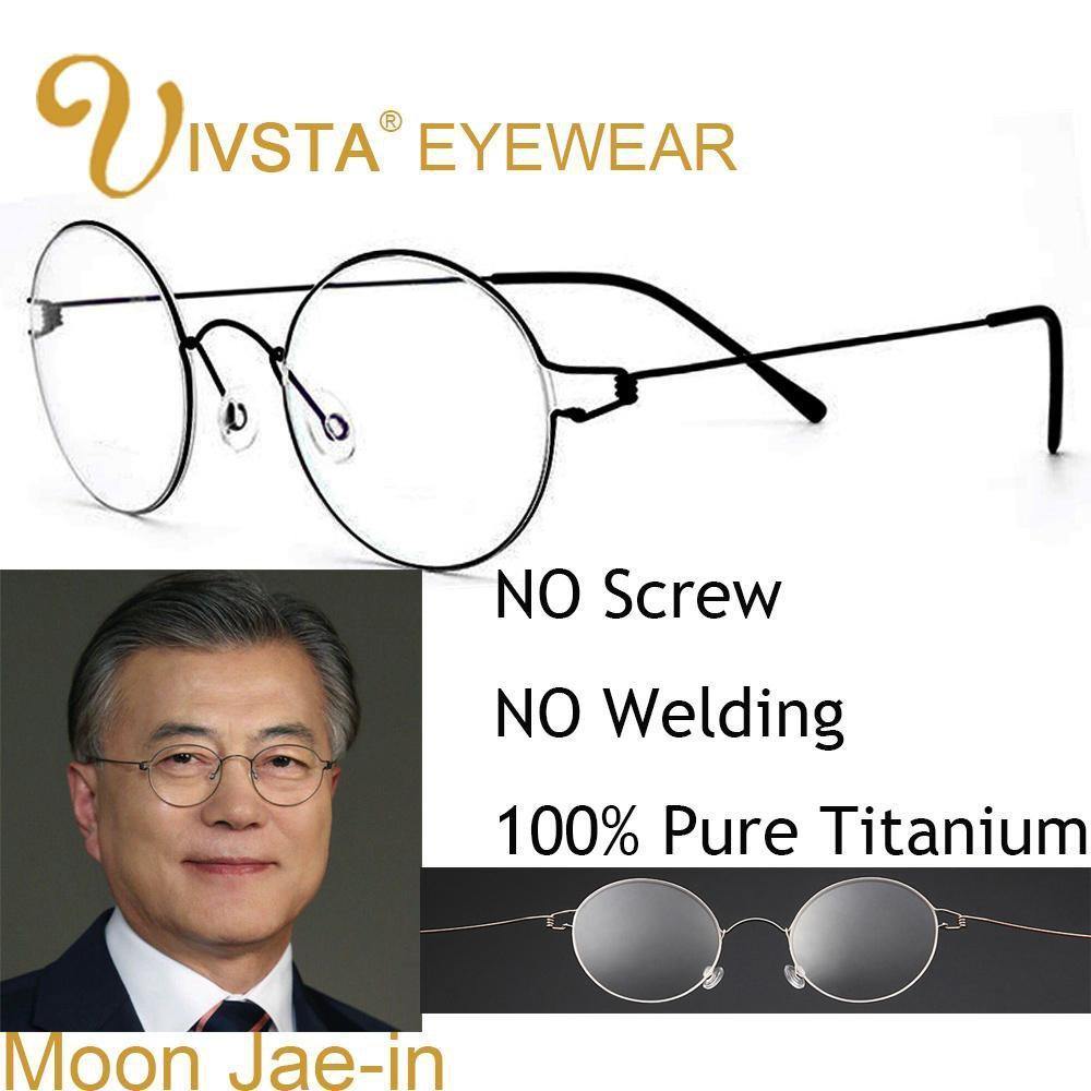 Planet Gates Titanium Glasses Men Screwless Business Oliver Ultralight Myopia Round Korean Moon