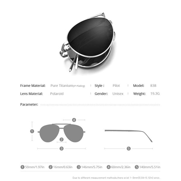 Planet Gates Titanium Polarized Sunglasses Men Folding Classic Aviation Sun Glasses for Men Aviator High Quality Male Shades 838