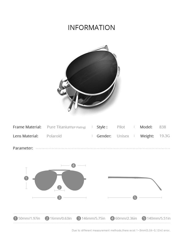 Planet Gates Titanium Polarized Sunglasses Men Folding Classic Aviation Sun Glasses for Men Aviator High Quality Male Shades 838