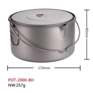 Planet Gates Titanium Pot With Hang Foldable Handle For Outdoor Camping Cookware Picnic Hang Pot Ultralight 1100ml 1300ml 1600ml 2000ml