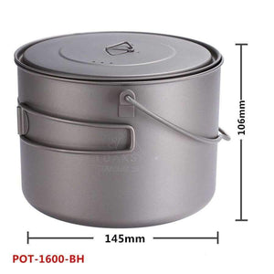 Planet Gates Titanium Pot With Hang Foldable Handle For Outdoor Camping Cookware Picnic Hang Pot Ultralight 1100ml 1300ml 1600ml 2000ml