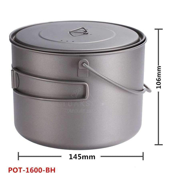 Planet Gates Titanium Pot With Hang Foldable Handle For Outdoor Camping Cookware Picnic Hang Pot Ultralight 1100ml 1300ml 1600ml 2000ml